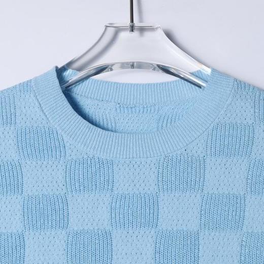 SDSA男装2026新款高贵轻奢潮牌简约棋盘格针织圆领短袖T恤百搭 商品图1