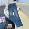 丁摩 设计感重工烫钻微喇牛仔裤女春新款高腰修身弹力喇叭裤 6ZF-9809 商品缩略图1
