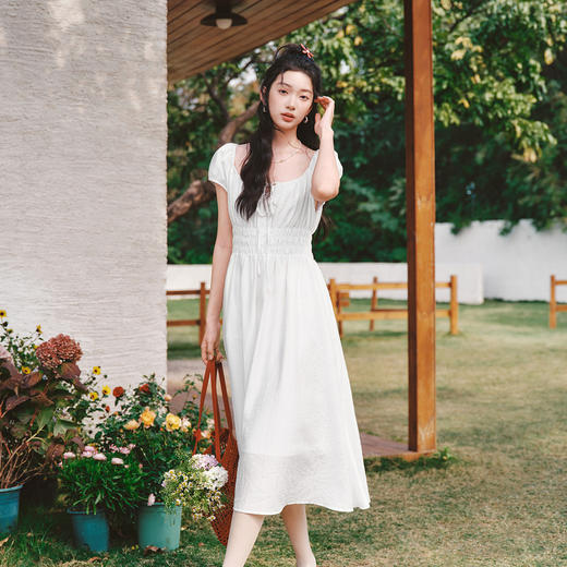 森马连衣裙女夏季肌理蝴蝶结2026新款简约风法式气质优雅初恋裙子 商品图2