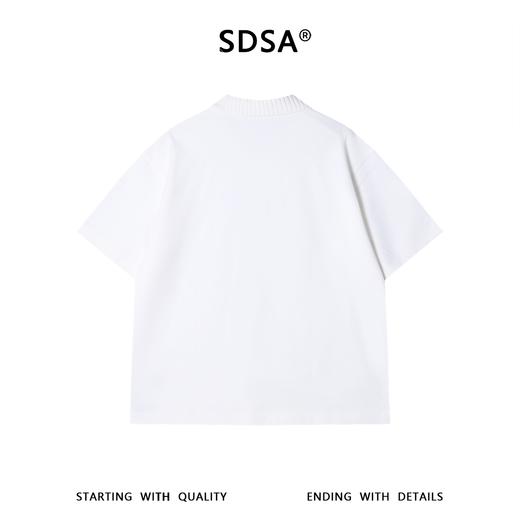 SDSA男装2026新款高贵轻奢老钱风纯色拼接翻领短袖T恤百搭休闲 商品图4