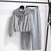 丁摩 灰色披肩立领卫衣弯刀阔腿裤女春装韩版慵懒风宽松两件套套装6ZF-A007 商品缩略图0
