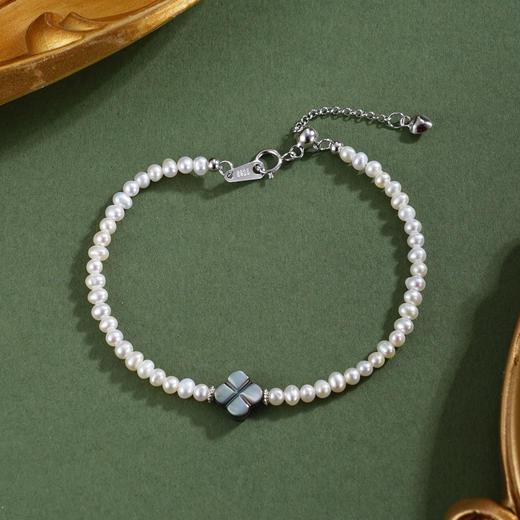 子佩集【幸运流年】银S925珍珠惜王妃手链【SPB0470001】螺钿四叶草2602 商品图0