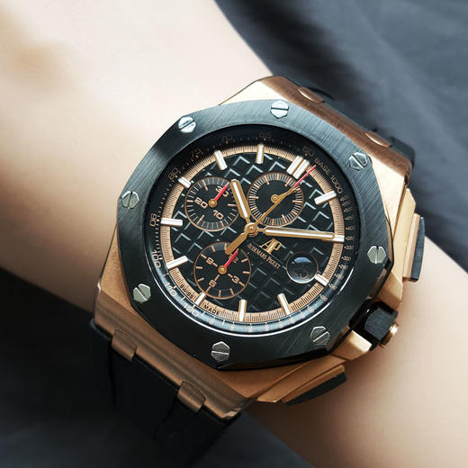 【95新】Audemars Piguet 爱彼26401RO.OO.A002CA.02自动机械机芯日期显示、计时44MM（男款）皇家橡树离岸型系列18K玫瑰金/陶瓷270326NJT25 商品图8