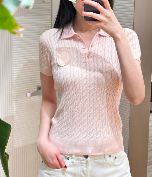 迪奥 26Ss新款浅粉短袖针织POLO衫 商品图5