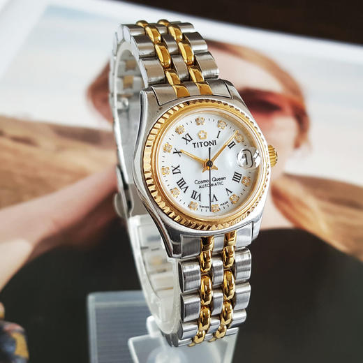 【9新】TITONI梅花726自动机械日期显示24MM（女款）宇宙系列精钢/镀金100326NJT19 商品图2