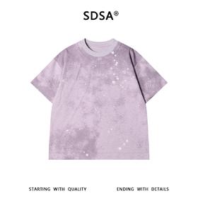SDSA男装2026新款高贵轻奢美式扎染晕染泼墨印花圆领短袖T恤百搭