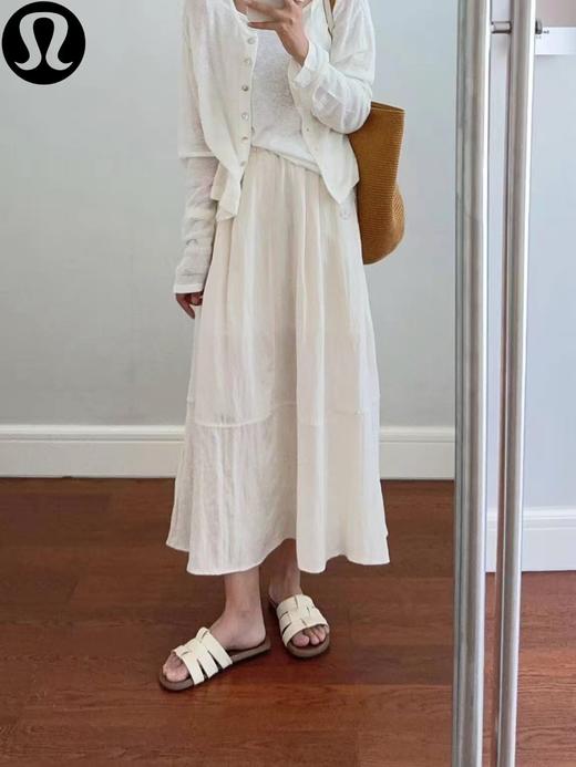 F032978拼接式剪裁柔软亲肤天丝亚麻半身裙中长裙 商品图4