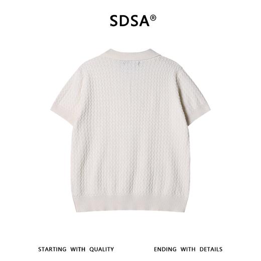 SDSA男装2026新款轻奢老钱风立体波浪纹半拉链翻领短袖T恤百搭 商品图4