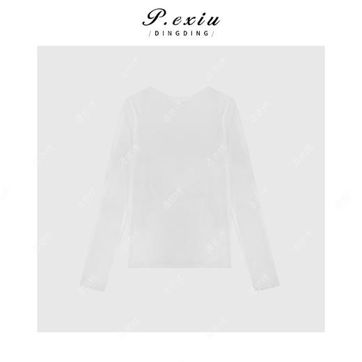 04-1潘依绣丁丁宠粉时髦精卷边蕾丝网纱内搭上衣Q6542 商品图1