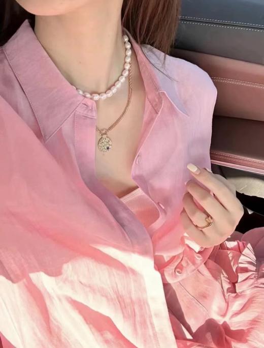 F032951高奢系列夏季新款苎麻女士温柔C位粉苎麻轻薄防晒衬衫 商品图2