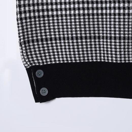 SDSA男装2026新款轻奢潮牌千鸟格撞色条纹袖口针织短袖T恤百搭 商品图3