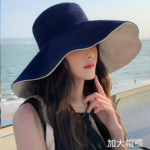 【一帽双面戴！韩系双面遮阳帽】 大帽檐双面渔夫帽 女夏大檐防紫外线户外防晒遮阳休闲百搭女士太阳渔夫帽 商品图2