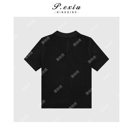 04-1潘依绣丁丁宠粉简约设计V领针织短袖上衣Q18981 商品图1