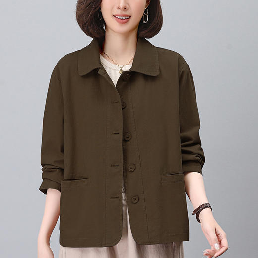 丁摩 春秋外套女新款时尚显瘦短款休闲减龄翻领上衣6ZF-1669 商品图1