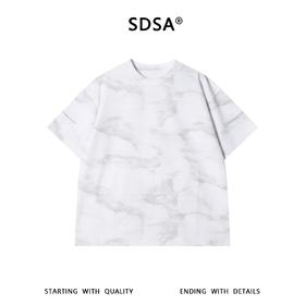 SDSA男装2026新款轻奢复古暗纹扎染袖口明线短袖T恤百搭圆领上衣