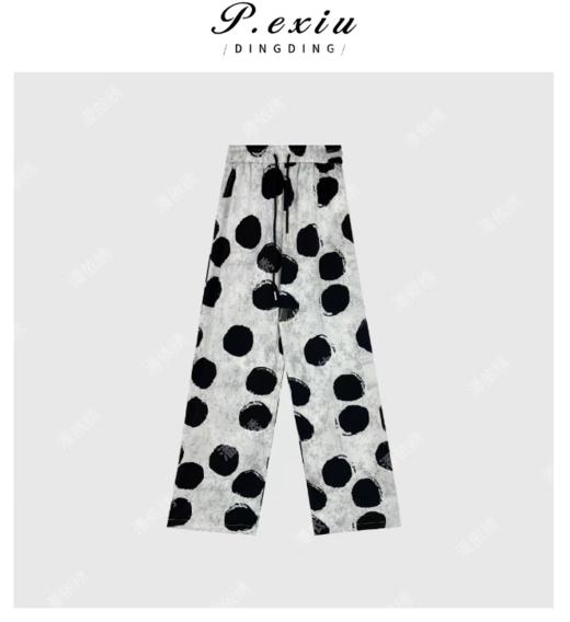 03-5潘依绣丁丁宠粉复古炒色晕染波点时髦休闲长裤 Q6077 商品图0