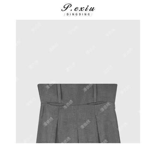 03-5潘依绣丁丁宠粉韩系简约拼格翻腰长裤休闲裤Q1553 商品图2