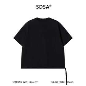 SDSA男装2026新款高贵轻奢纯色侧摆抽绳刺绣字母圆领短袖T恤百搭