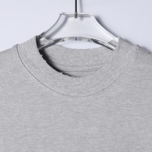 SDSA男装2026新款高贵轻奢时尚简约纯色领口磨破设计圆领短袖T恤 商品图1