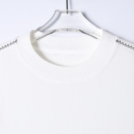 SDSA男装2026新款高贵轻奢竖纹肌理撞色明线宽松短袖T恤百搭休闲 商品图2