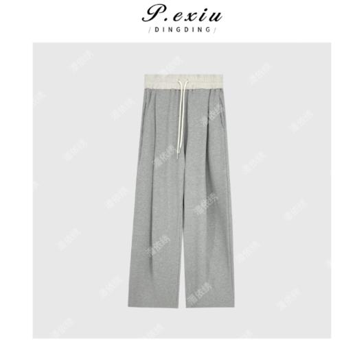 04-1潘依绣丁丁宠粉简约通勤韩系撞色口袋抽绳休闲长裤 Q7218 商品图0