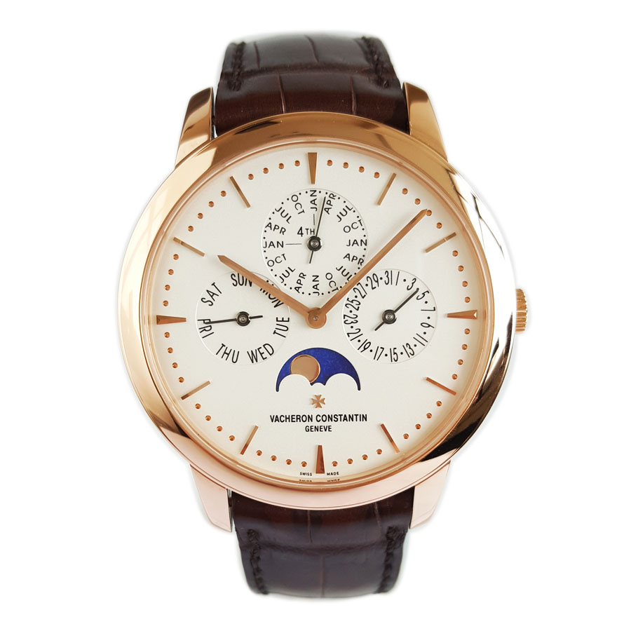 【95新】Vacheron Constantin 江诗丹顿43175/000R-9687自动机械机芯（21K金边陀）日期星期月份平闰年月相万年历41MM男款传承系列18K玫瑰金110326NJS29