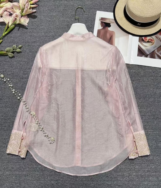 原单新款天丝重磅刺绣透视衬衫 商品图4