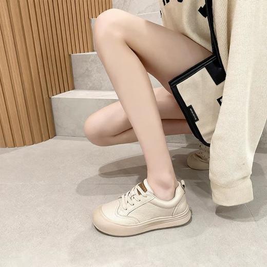 头层牛皮厚底真皮休闲鞋复古真皮系带妈妈鞋女拼色小白鞋单鞋58012 商品图1