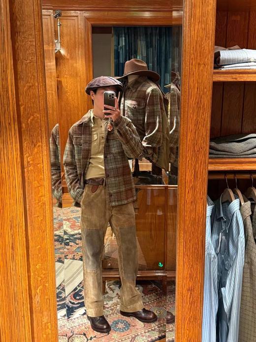 F032963耐磨补丁拼接直筒宽松剪裁棉质灯芯绒长裤 商品图14