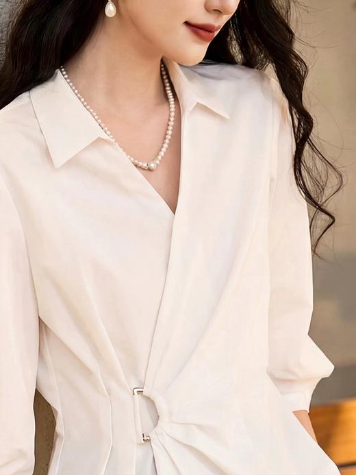 F032961法式抗皱设计感收腰显瘦v字翻领不规则衬衫 商品图6