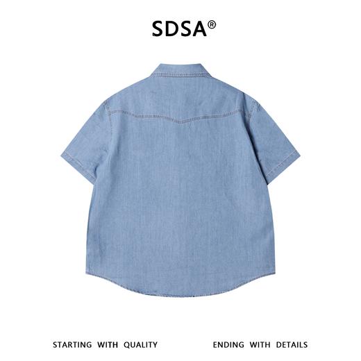 SDSA男装2026新款高贵轻奢美式复古双口袋牛仔短袖衬衫百搭时尚 商品图4
