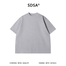 SDSA男装2026新款高贵轻奢时尚简约纯色领口磨破设计圆领短袖T恤