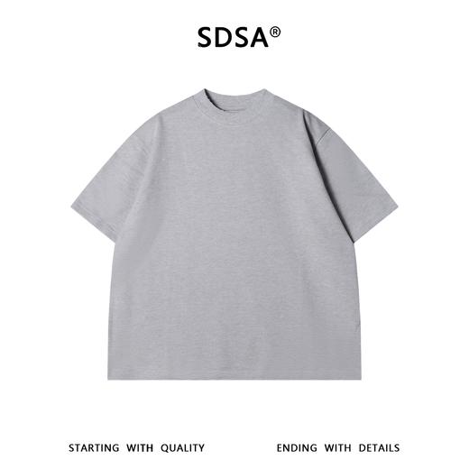 SDSA男装2026新款高贵轻奢时尚简约纯色领口磨破设计圆领短袖T恤 商品图0