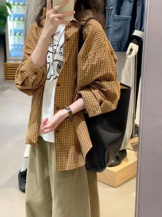 F032952新款幂式港风复古小众松弛感宽松百搭荃棉防晒衬衣 商品图1