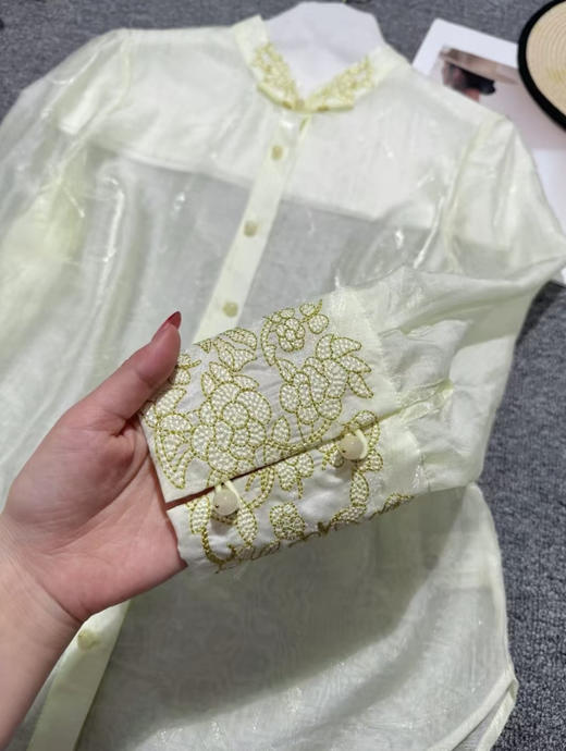 原单新款天丝重磅刺绣透视衬衫 商品图2