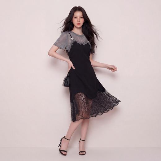 奢姿大码女装2026夏季减龄蕾丝拼接假两件连衣裙胖妹妹时尚裙子9962892226 商品图1