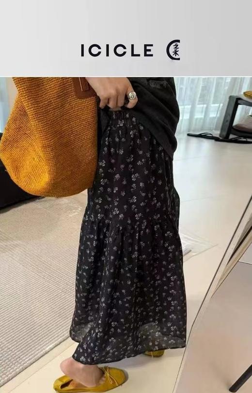 F032979春夏新款多层褶皱拼接设计高腰A字大摆长裙半身裙 商品图5