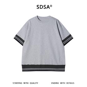 SDSA男装2026新款高贵轻潮牌拼接针织圆领短袖T恤百搭宽松上衣