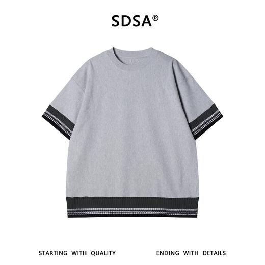 SDSA男装2026新款高贵轻潮牌拼接针织圆领短袖T恤百搭宽松上衣 商品图0