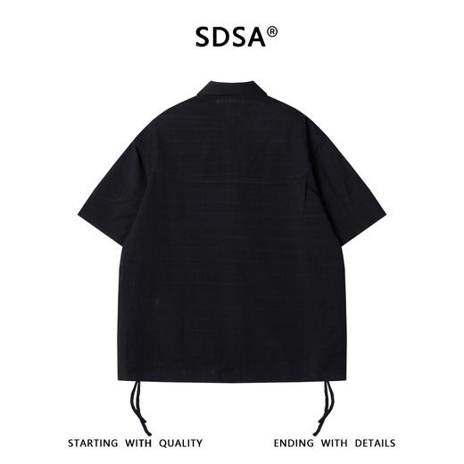 SDSA男装2026新款高贵轻奢提花条纹肌理侧摆抽绳短袖衬衫百搭时尚 商品图4