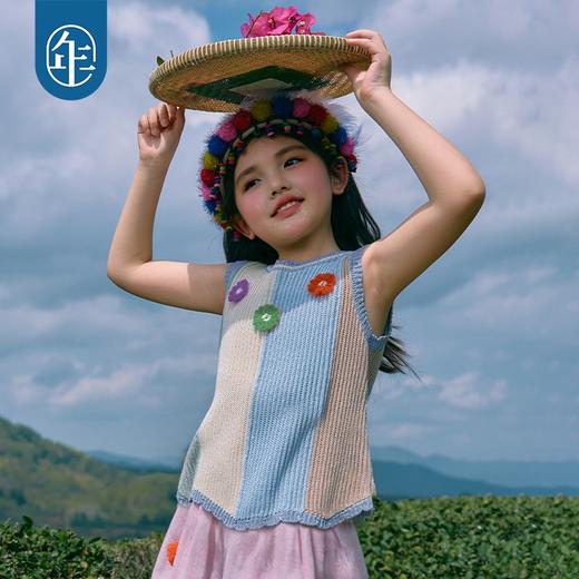 年衣童装儿童针织背心女童夏新款民族风女孩无袖毛织马甲上衣马夹 商品图1