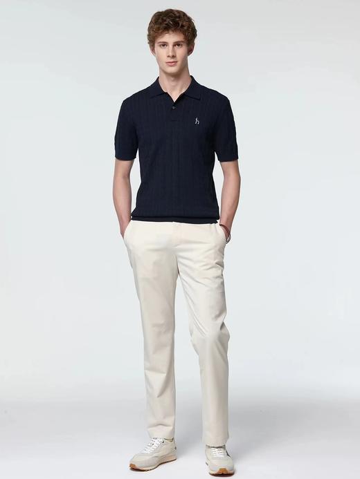 F032911男士绞花短袖POLO翻领针织衫夏季通勤老钱风休闲上衣 商品图9