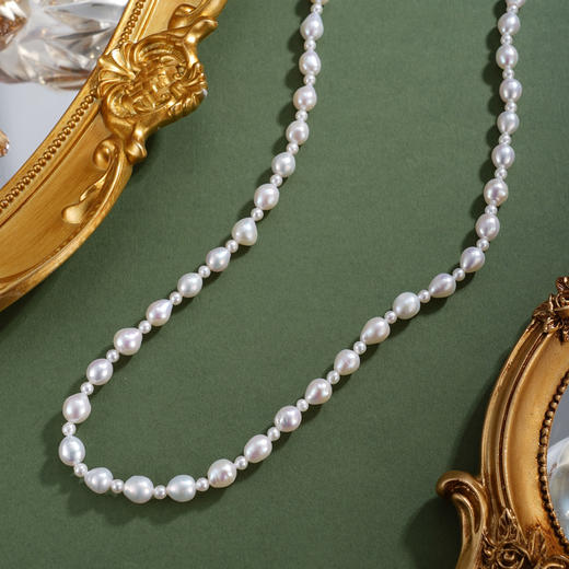 子佩集【珍爱流年】银S925珍珠惜王妃套链项链【PM2179-XF】大小间隔2602 商品图0