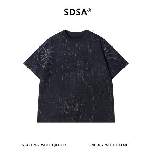 SDSA男装2026新款高贵轻奢美式高街裂纹刷漆肌理做旧短袖T恤百搭 商品图0