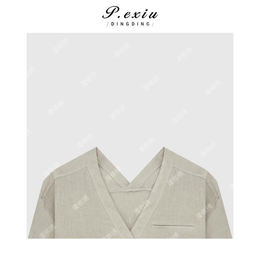 03-5潘依绣丁丁宠粉设计感简约V领长袖衬衫Q13913 商品图2