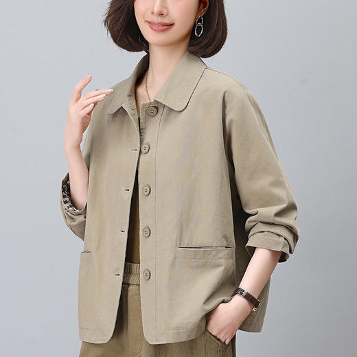 丁摩 春秋外套女新款时尚显瘦短款休闲减龄翻领上衣6ZF-1669 商品图3