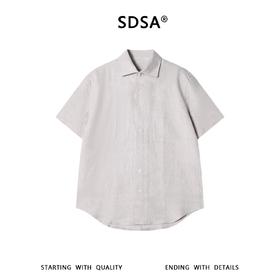 SDSA男装2026新款轻奢日系简约纯色亚麻短袖衬衫百搭透气舒适上衣