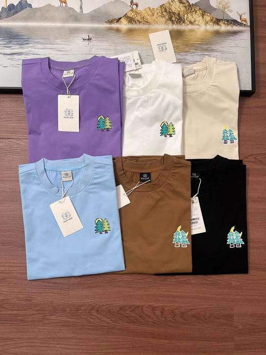 F032982日常通勤简约圆领治愈系刺绣宽松落肩短袖T恤 商品图1