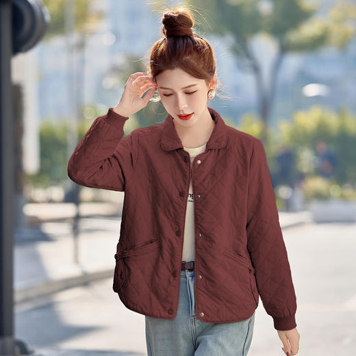 丁摩 开春外套女新款薄款短款小香风减龄春装纯色夹克6ZF-8889 商品图2