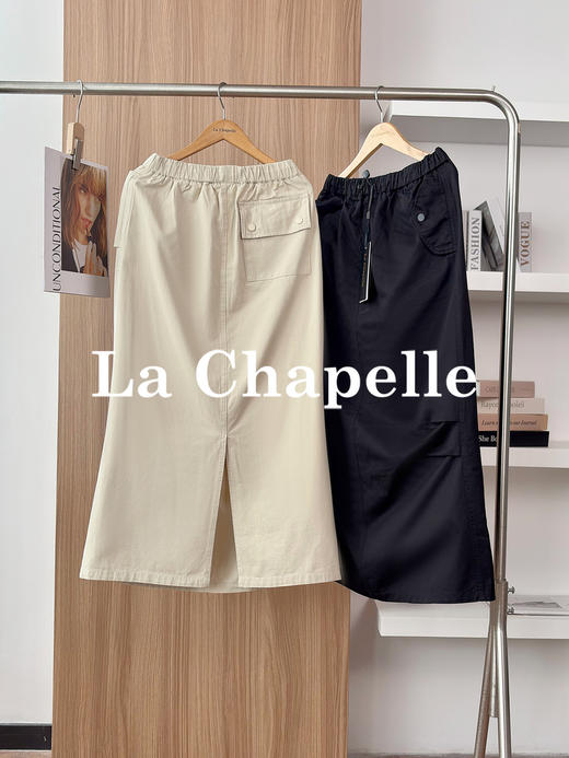 专柜实拍【100棉~】拉夏贝尔/La Chapelle胯宽救星！美式松紧腰抽绳可调节藏肉遮胯压褶休闲百搭半身裙 商品图1